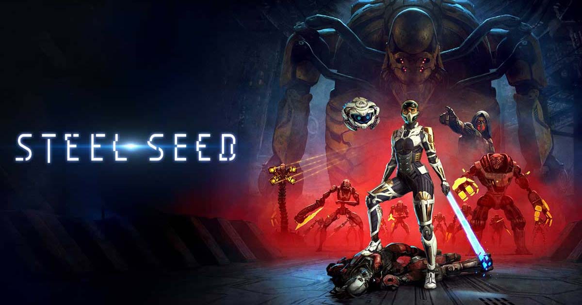 Promotional art showing cyborg protagonist Zoe and drone KOBY in a hostile underground facility