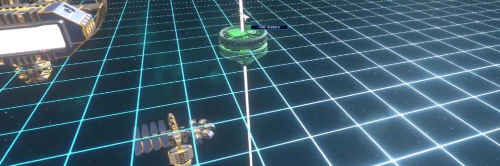 Expansive space RTS scene with bases and fleet warfare