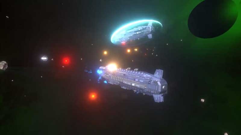 Ship customization interface with modules and weapons