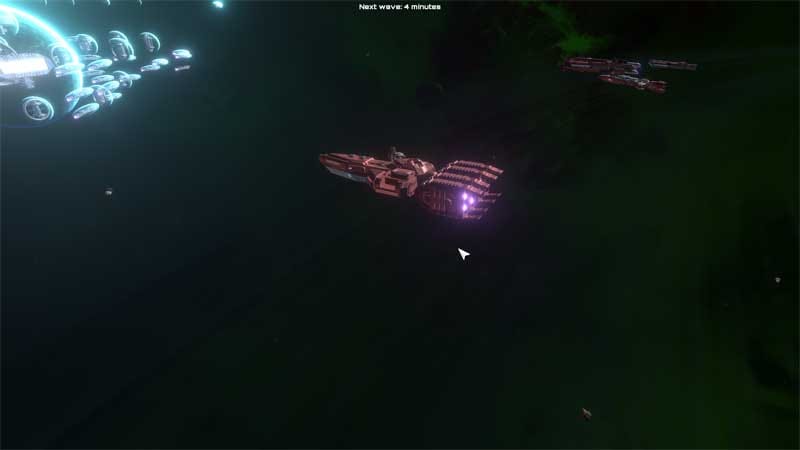 Wave survival mode with escalating enemy fleets