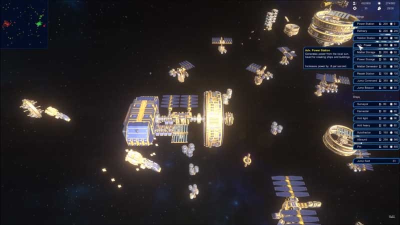 Skirmish match showing economy and production layout