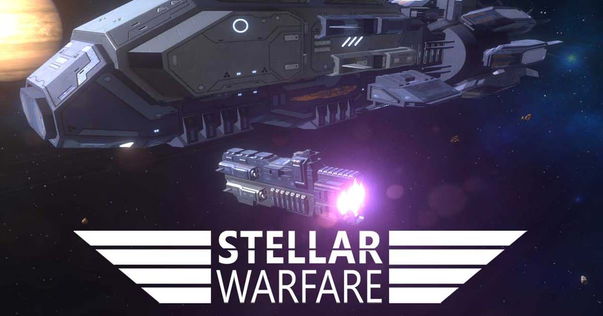 Promotional artwork showing fleet battles and space stations