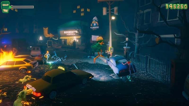 Fast-paced zombie survival gameplay in Strange Brew arcade platformer