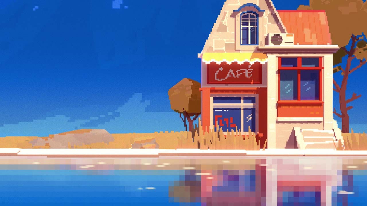 Pixel art environments showing SUMMERHOUSE scenes across sea, city, mountain, and prairie settings