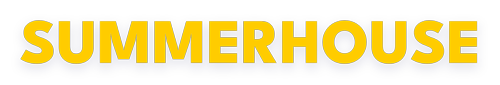 SUMMERHOUSE logo shown in a minimalist pixel art style reflecting a cozy building sandbox game
