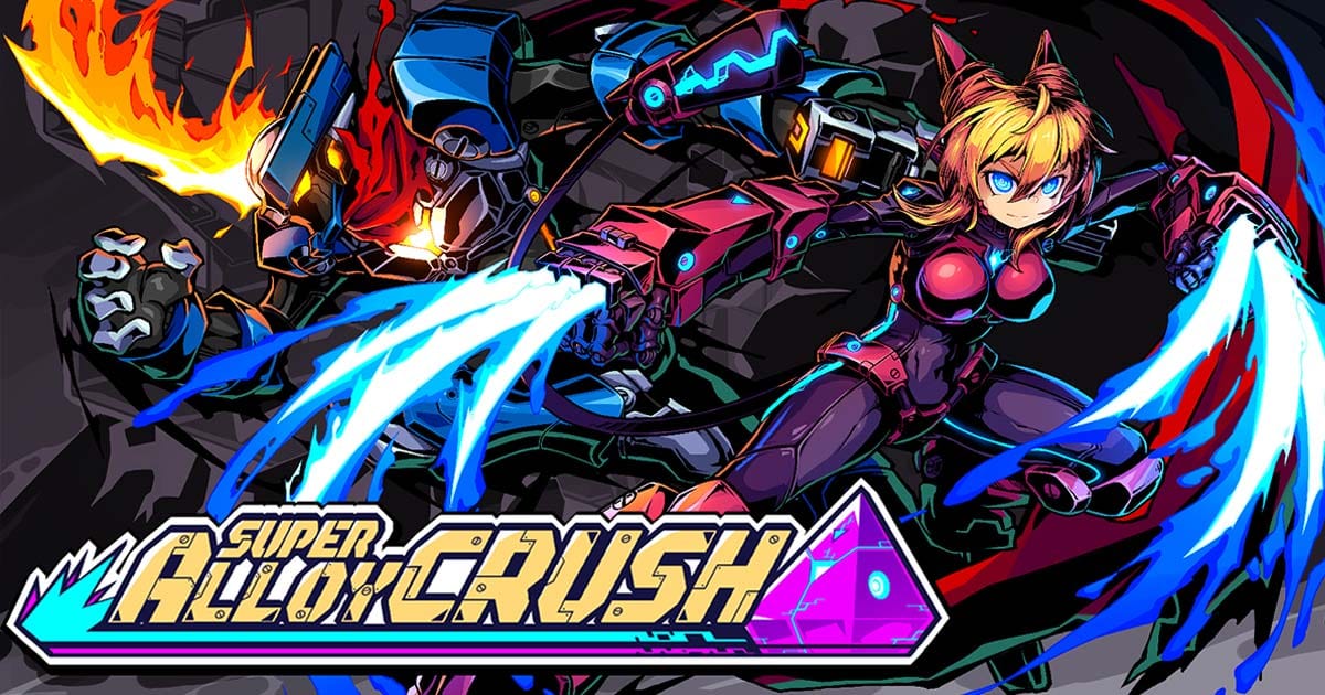 Key art featuring Cosmic Hunters Muu and Kelly in Super Alloy Crush