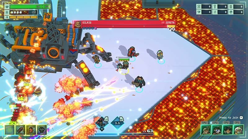 Interface screen displaying weapons, abilities, and squad status indicators