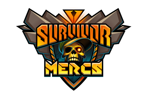 Survivor Mercs logo with bold sci-fi typography and combat-themed visual styling