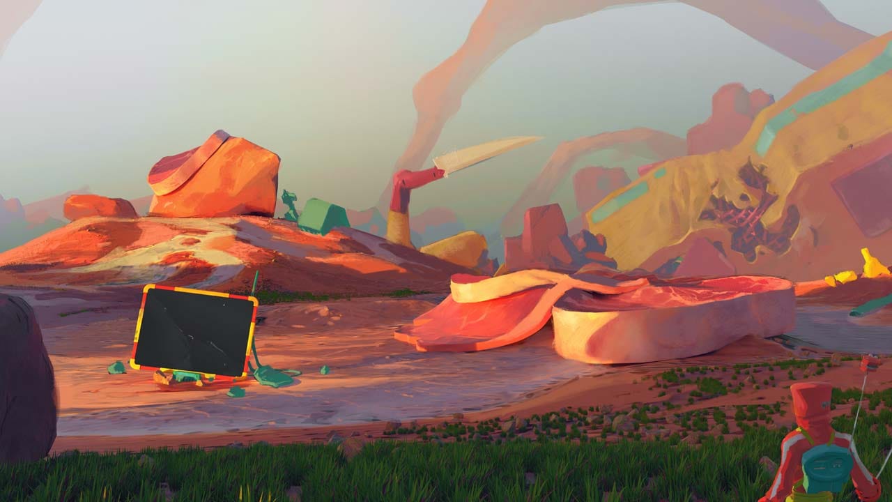 Alien planet landscape with hostile terrain and strange biological structures