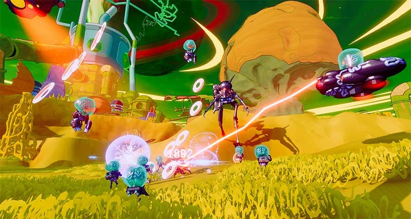 Close encounter where defeated enemies drop usable body parts for upgrades