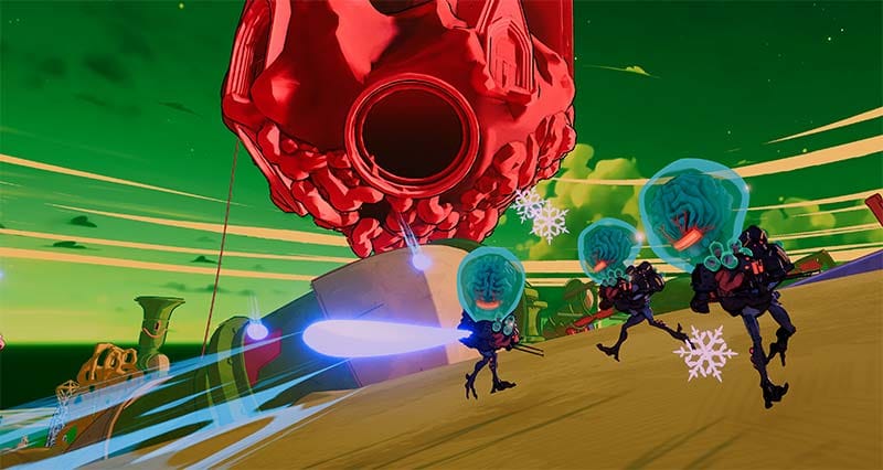 Fast-paced combat with multiple overlapping ability effects and enemy waves