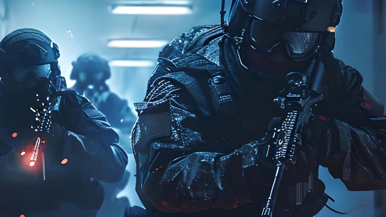 Tactical FPS environment showing mixed urban and industrial operation settings