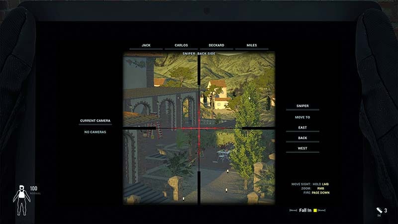 Factory interior clearing scene with squad advancing through corridors