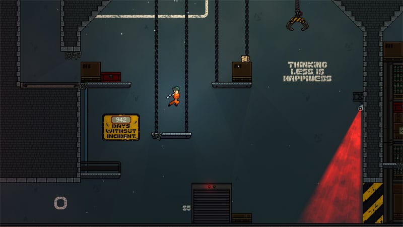 Gameplay environment featuring atmospheric cyberpunk visuals.