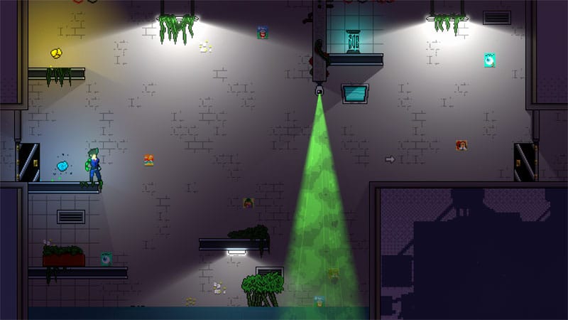 Scene displaying character movement and interactive objects.