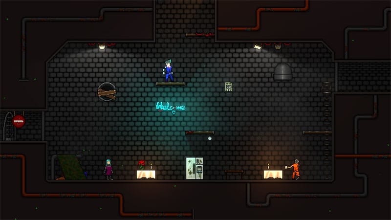 Puzzle interaction within a dystopian, atmospheric setting.