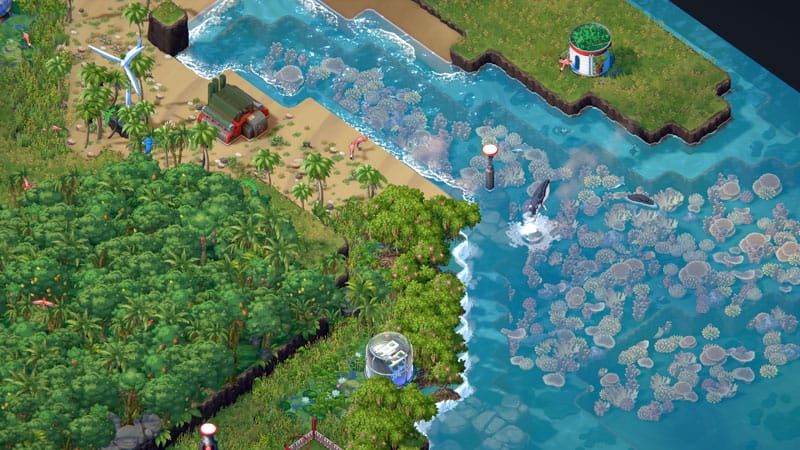 Terra Nil in game scene showing environmental cleanup and nature restoration gameplay