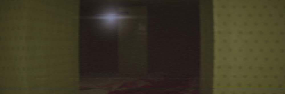 Wide cinematic view of endless Backrooms hallway with atmospheric lighting