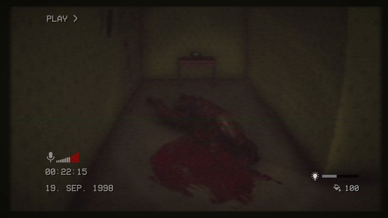 Safe room area used for limited saving in survival horror progression system