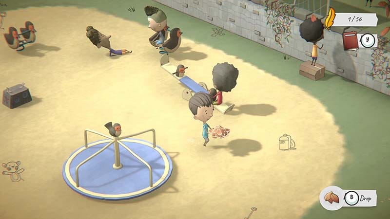 Puzzle interaction scene inside a classroom environment