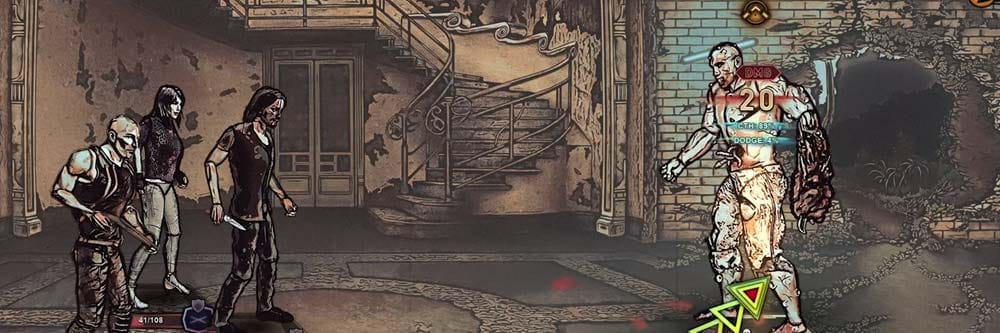 Wide cinematic post-apocalyptic landscape showing open world survival and deckbuilding RPG combat