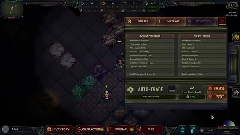 Caravan upgrade screen showing base building systems and modular vehicle enhancements
