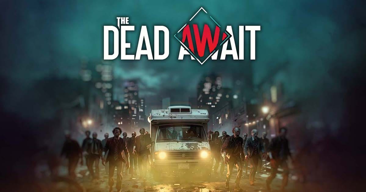 Key art showing a survivor caravan moving through a zombie-infested wasteland in an RPG setting
