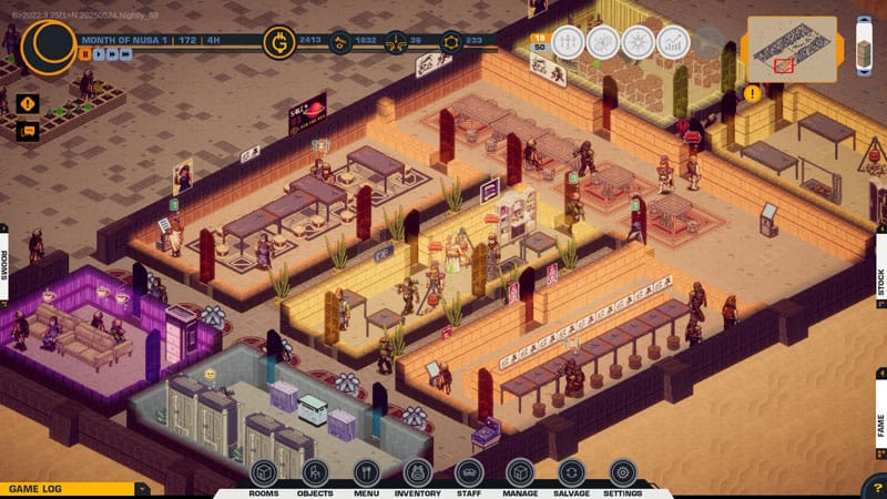 Cinematic scene from sci-fi management game