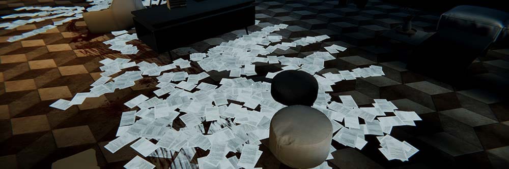 Banner image showing a mysterious corporate office environment from The Empty Desk