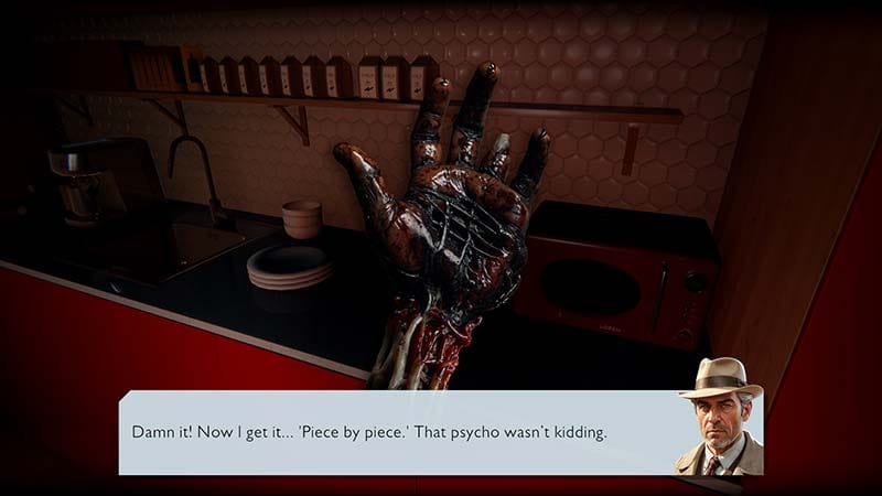 Exploration scene showing a branching hallway inside a corporate building