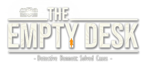The Empty Desk game title logo with minimalist noir-inspired typography