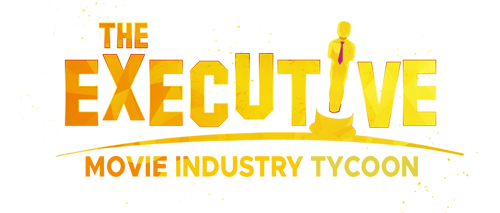 Movie studio tycoon logo presented in clean cinematic title design