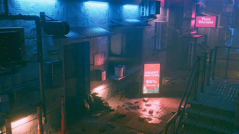 Gameplay scene showing environmental exploration in a psychological horror setting