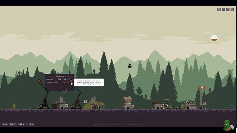 Game interface screen with settlement management options