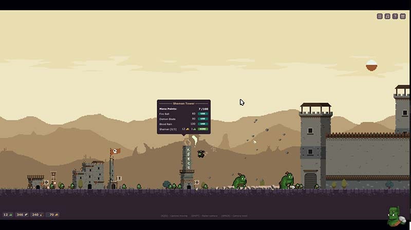 Gameplay scene showing orc units advancing toward a castle