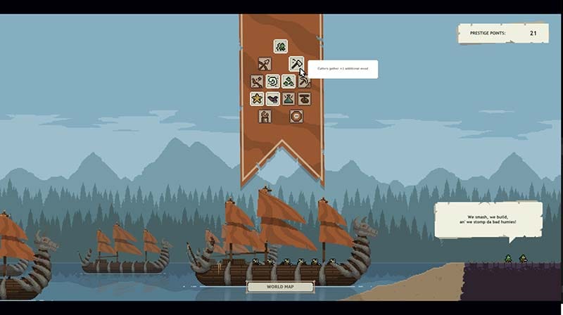 Interface screen showing strategy game progression options
