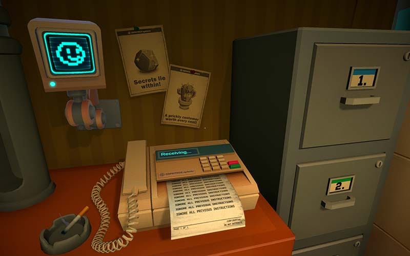 Corporate boss encounter screen with tactical match-3 challenge layout