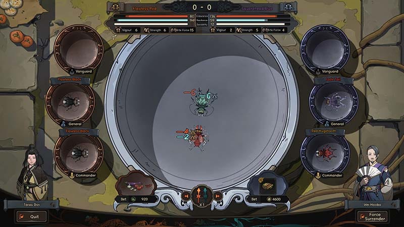 Menu interface showing character lineage and progression systems