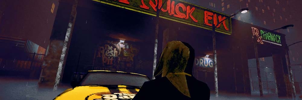 Wide banner featuring Carrion City and its neon-lit horror atmosphere