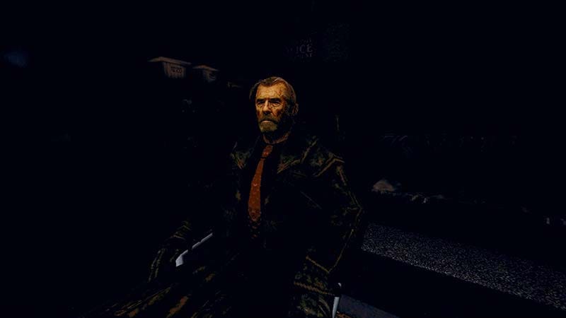 Gameplay scene showing a character facing a horror threat in Carrion City