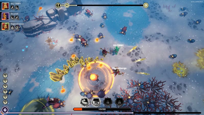 Intense multiplayer battle with multiple wizards and dense enemy waves