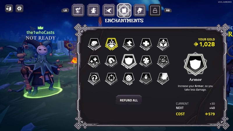 Inventory screen displaying relics, upgrades, and unlocked badges