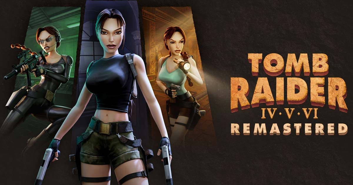 Promotional artwork showing Lara Croft across The Last Revelation, Chronicles, and Angel of Darkness