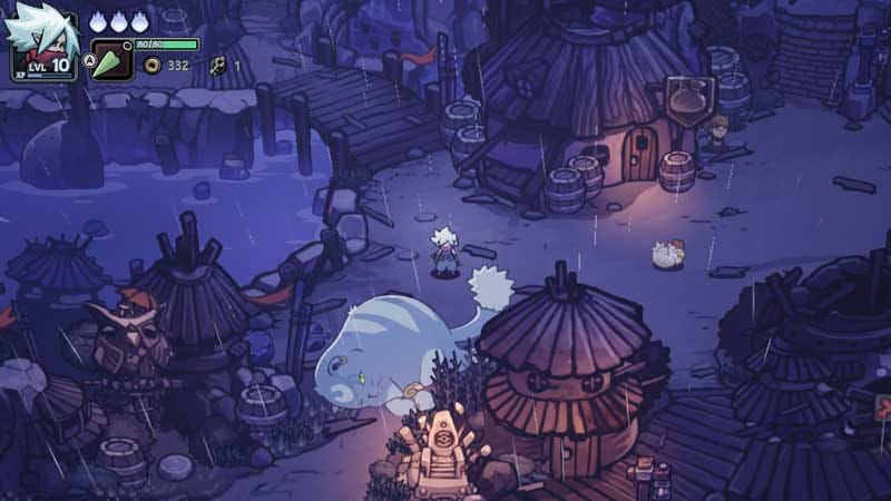 Dark corridor dungeon scene with cautious movement and limited visibility