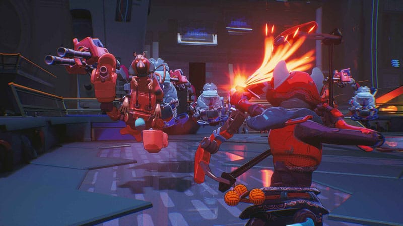 Third person shooter gameplay inside a procedurally generated arena