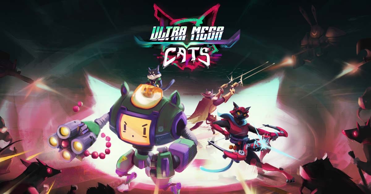 Key art featuring armed feline operatives in a stylized action shooter world