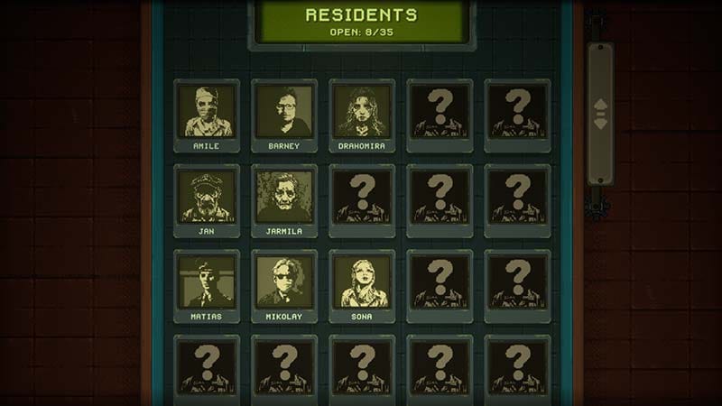 Narrative event interface representing post-apocalyptic survivor interaction