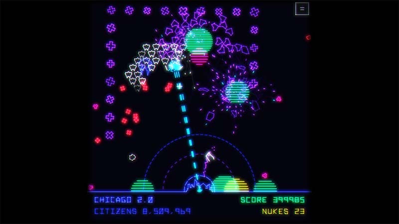 Interface screen displaying city defenses and gameplay information