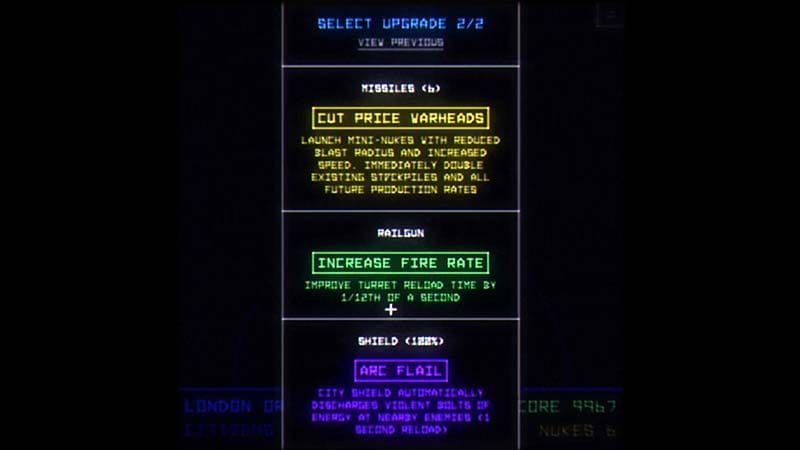 Gameplay scene showing defensive weapons targeting incoming alien enemies