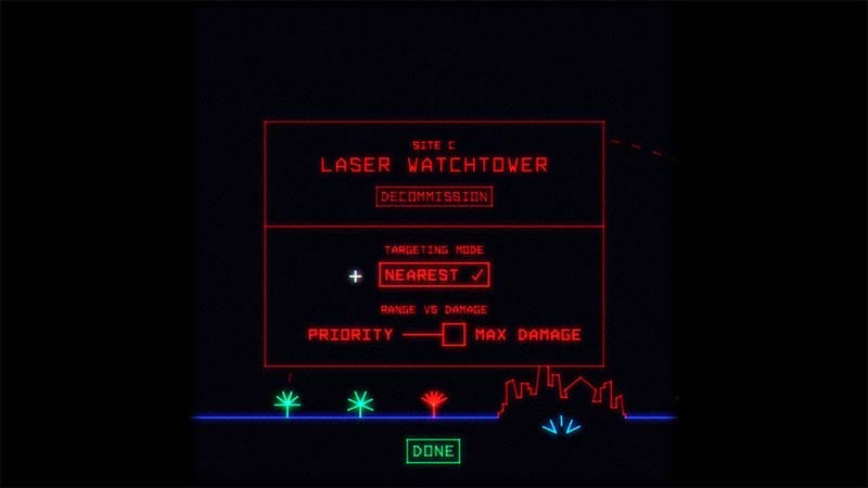 Gameplay scene showing defensive weapons engaging multiple alien enemies